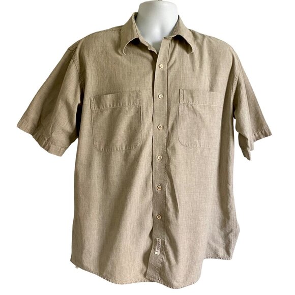 Savane Men's Soft Wash No Wrinkle Short Sleeve Button Up Shirt Cotton Large - Picture 1 of 9